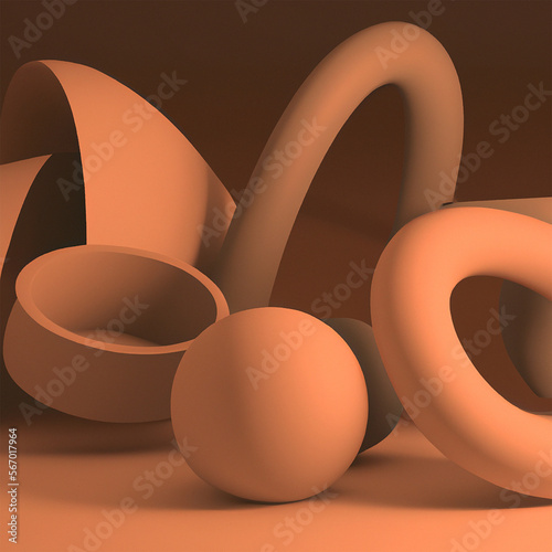 Basic Geometric 3d shapes with lights and shadows in a clay-style render. Generative image ai playing with 3d shapes, basic 3d geometric shapes