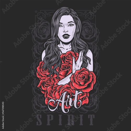 Beautiful scary girl flyer colorful