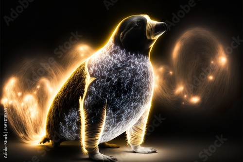 Light painted animals, beautiful creatures of nature penguine