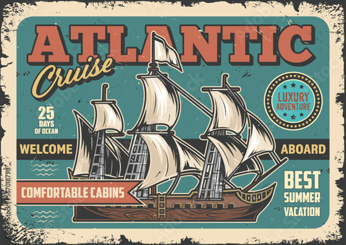 Atlantic cruise vintage colorful flyer