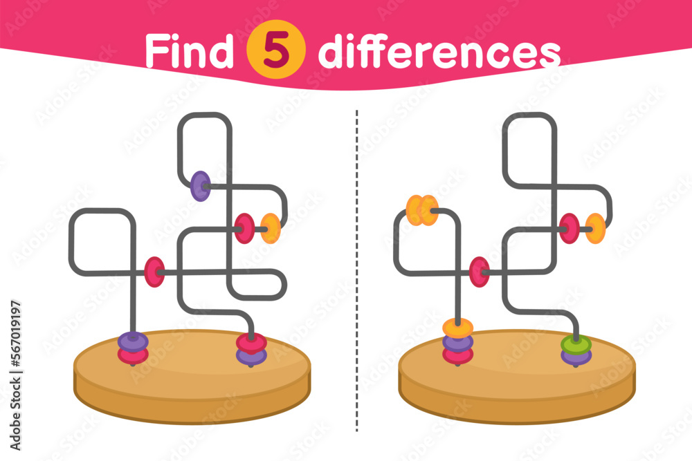 Find differences. Educational game for children. Cartoon vector illustration of maze toy.
Find differences. Educational game for children. Cartoon vector illustration of maze toy.