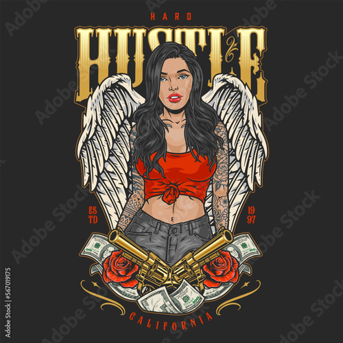 Dangerous girl angel colorful flyer