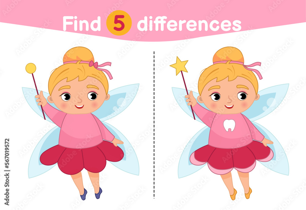 Vetor de Find differences. Educational game for children. Cartoon ...