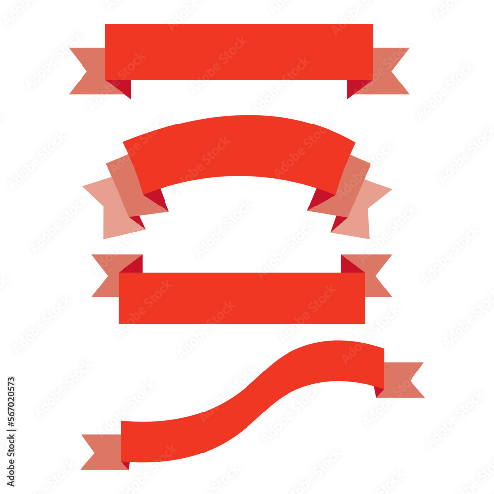 red ribbons icon, vector, illustration, symbol