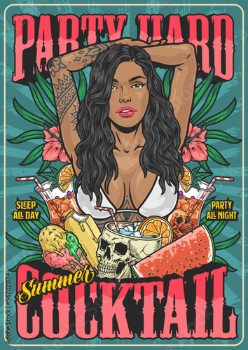 Summer cocktail party poster colorful