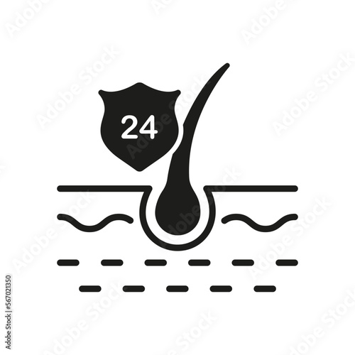 Hair Bulb Protect Silhouette Icon. Hair Follicle and Shield Treatment Concept Glyph Pictogram. Prevention, Safety, Hygiene Hair Icon. Isolated Vector Illustration
