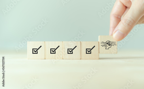 AI ethics or AI Law concept. Developing AI codes of ethics. Compliance, regulation, standard , business policy and responsibility for guarding against unintended bias in machine learning algorithms.