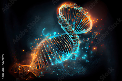 abstract technology science concept, DNA code structure with glow. Science concept background © rufous