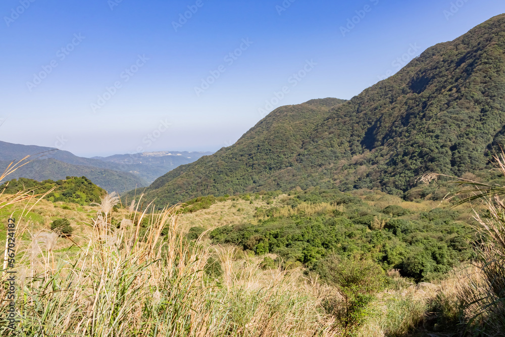 Aerial view of the landscape of Yangmingshan National Park Aerial view of the landscape of Yangmingshan National Park
