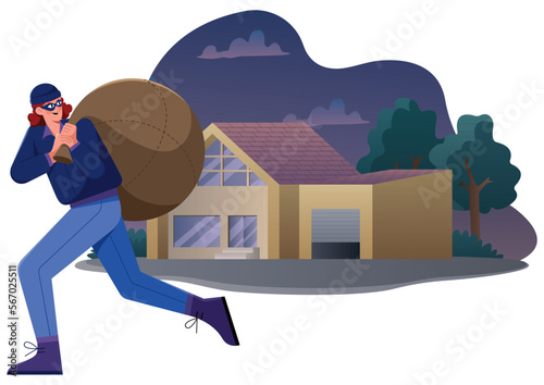 Burglar Robbing House