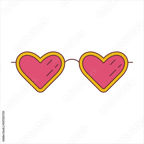 Funky, hipster sticker of glasses in groovy style