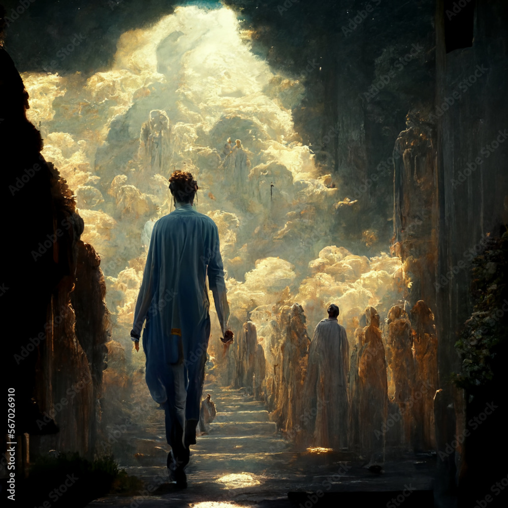 Walking in Eden: Adam in the Perfect Paradise - obrazy, fototapety, plakaty 