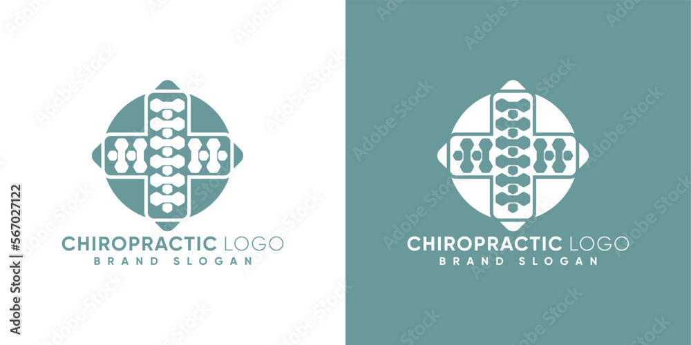 Chiropractic logo with medic sign  modern style premium vector