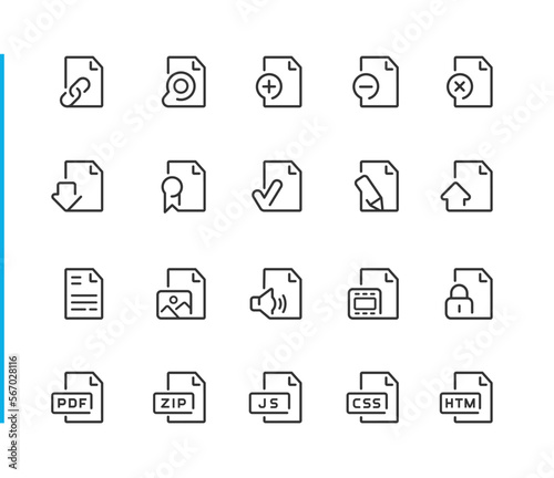 Documents Icons - Set 1 of 2 - Blue Line Series - Vector line icons for your digital or print projects.