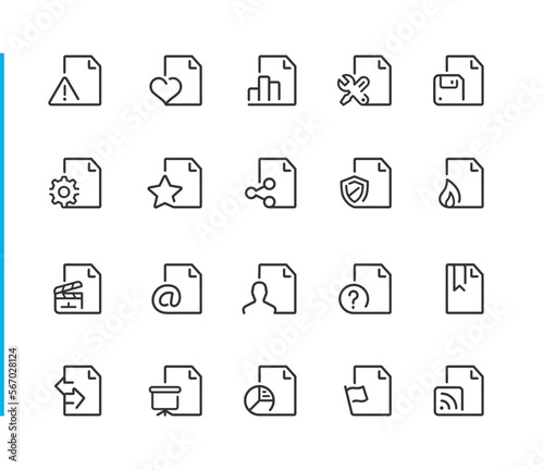 Documents Icons - Set 2 of 2 - Blue Line Series - Vector line icons for your digital or print projects.