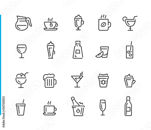 Drinks Icons - Blue Line Series - Vector line icons for your digital or print projects.