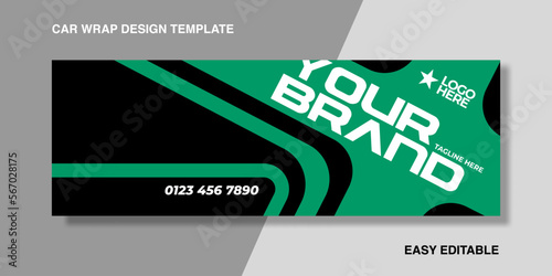 Abstract Green and Black wrapping car for your brand or company, van truck