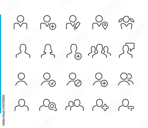 User Avatar Icons - Blue LineSeries - Vector line icons for your digital or print projects.