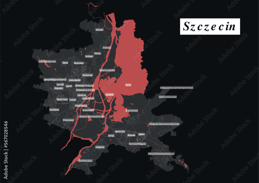 Szczecin map - obrazy, fototapety, plakaty 
