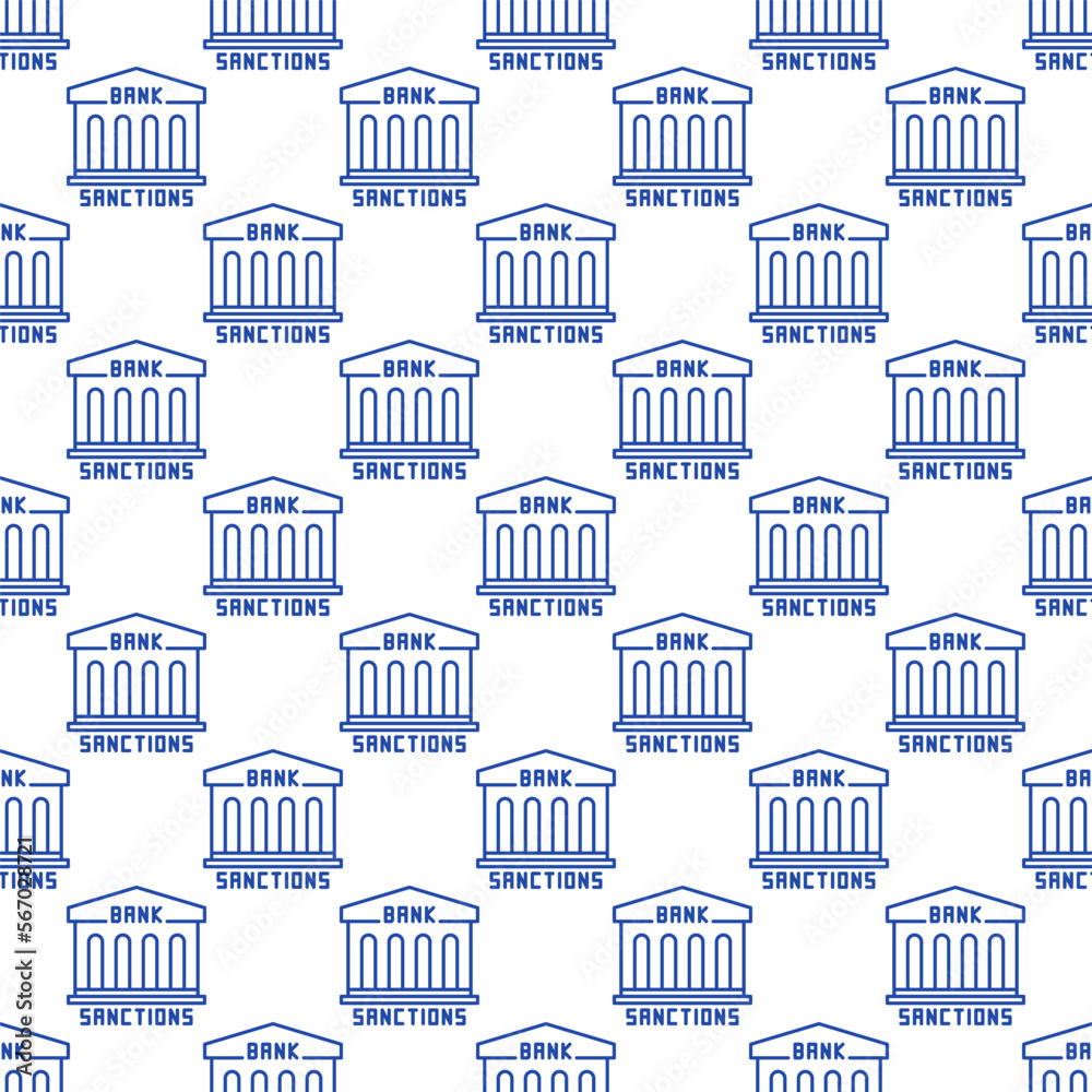 Bank Sanctions vector Economic and Finance minimal seamless pattern