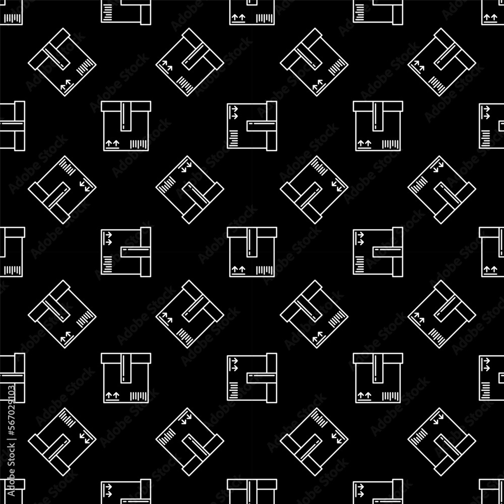 Box vector Warehouse outline concept dark seamless pattern