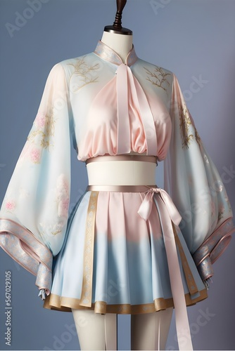 Chinese female Tang suit and Han suit, generative ai, girl, style, traditional dress, costume, village, china, chinese photo