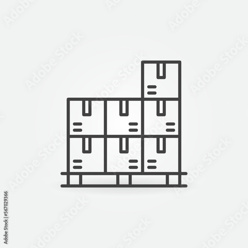 Boxes on Pallet vector concept thin line icon or sign