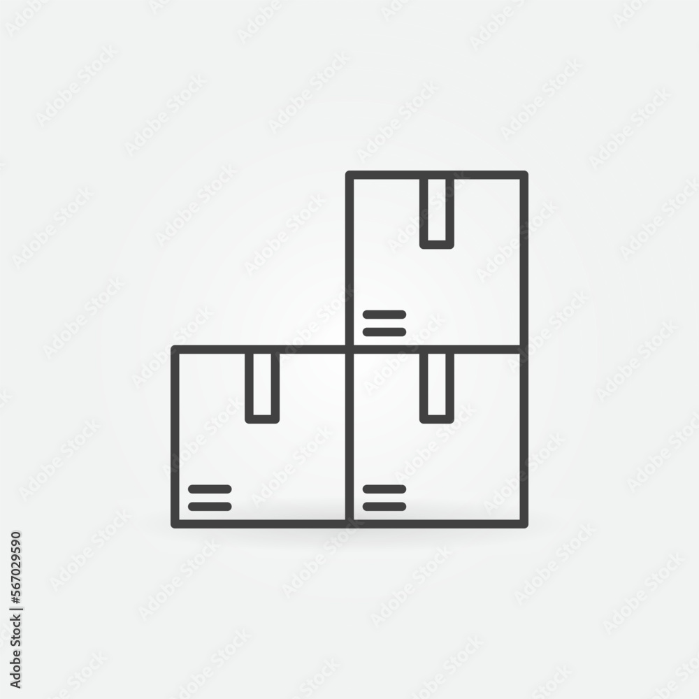 Cardboard Boxes vector Storage concept outline icon or sign Cardboard Boxes vector Storage concept outline icon or sign