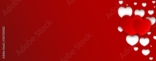 red background with hearts. lovely hearts background banner design for valentine's day, fathers and mother's day. vector background