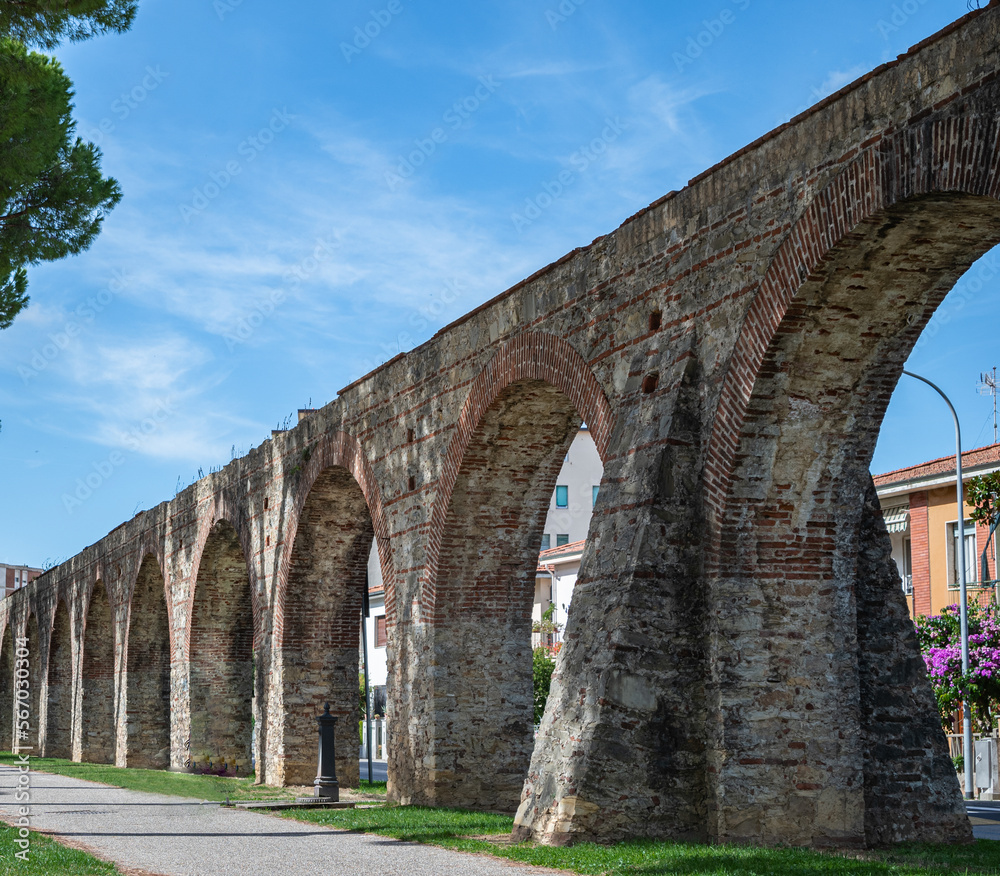 roman aqueduct in Pisa, Italy