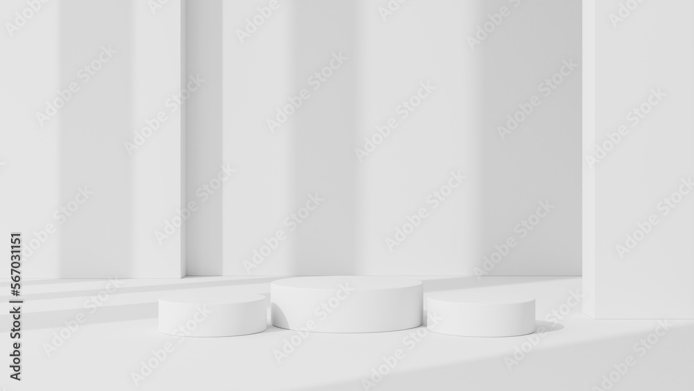 White podium design in architectural design background White podium design in architectural design background