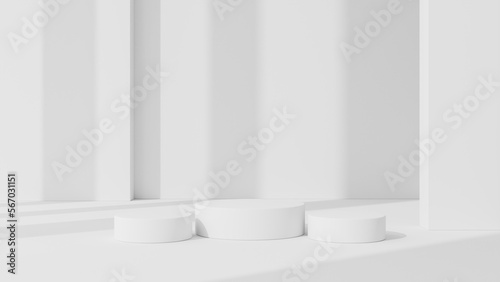 White podium design in architectural design background