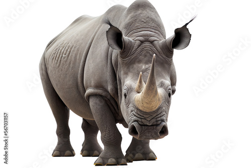 Fototapeta Naklejka Na Ścianę i Meble -  Rhino isolated on white, png, generative ai