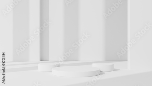 White podium design in architectural design background