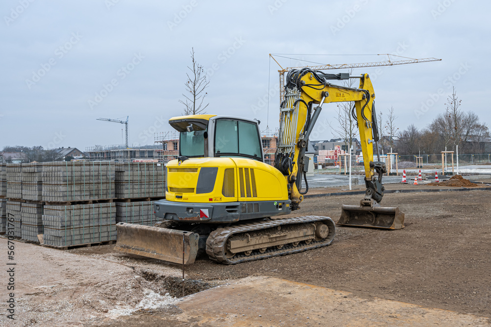 Bagger an Baustelle