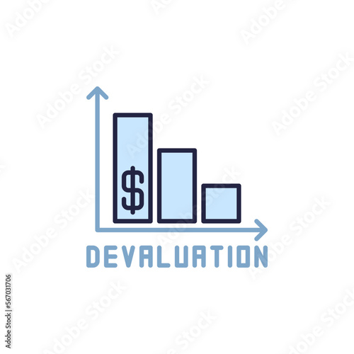 Declining Devaluation Bar Chart vector concept colored icon
