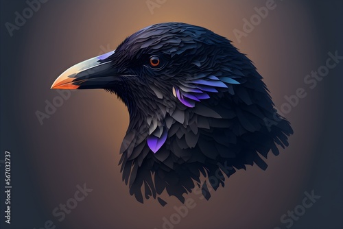 A beautiful flat raven head icon. Generative AI.