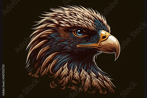 A beautiful flat american eagle head icon. Generative AI.