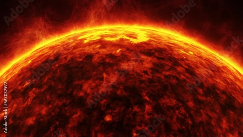 Concept 5-U1 View of the realistic sun from space with solar flares.