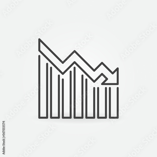 Devaluation Falling Graph vector Recession concept minimal outline icon
