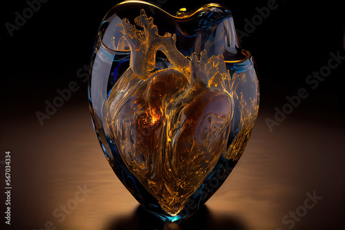 Glass heart for studio photography under good lighting