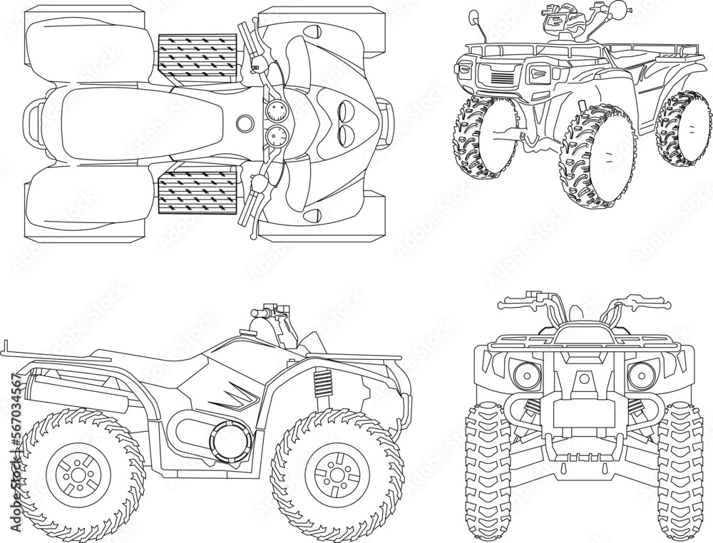 Sketch vector illustration of apv motorbike design for adventure in the forest