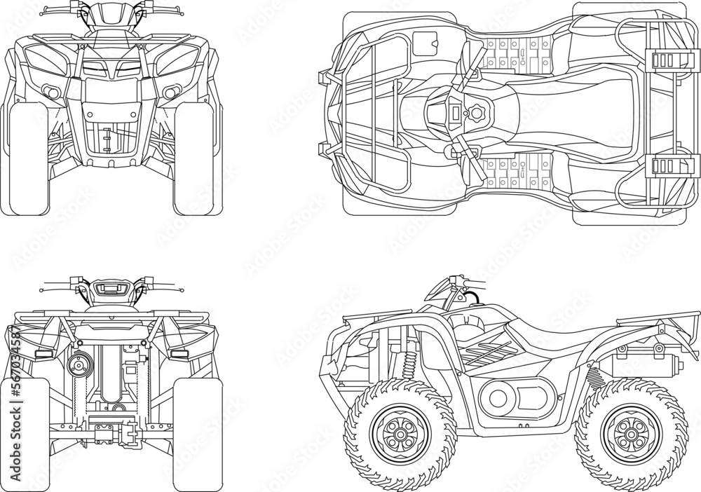 Sketch vector illustration of apv motorbike design for adventure in the forest