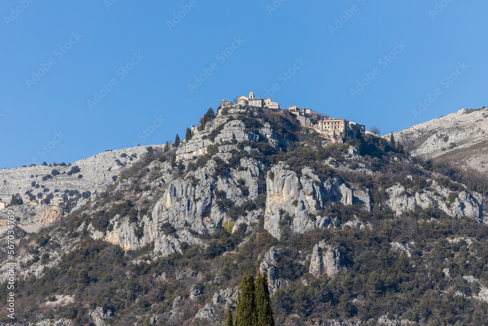 View of the village of  Gourdon, France