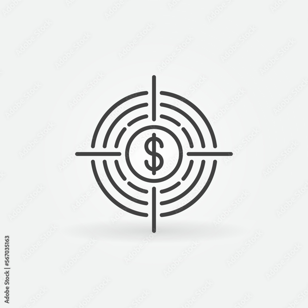 Dollar Business Target vector Sanctions concept outline icon Dollar Business Target vector Sanctions concept outline icon
