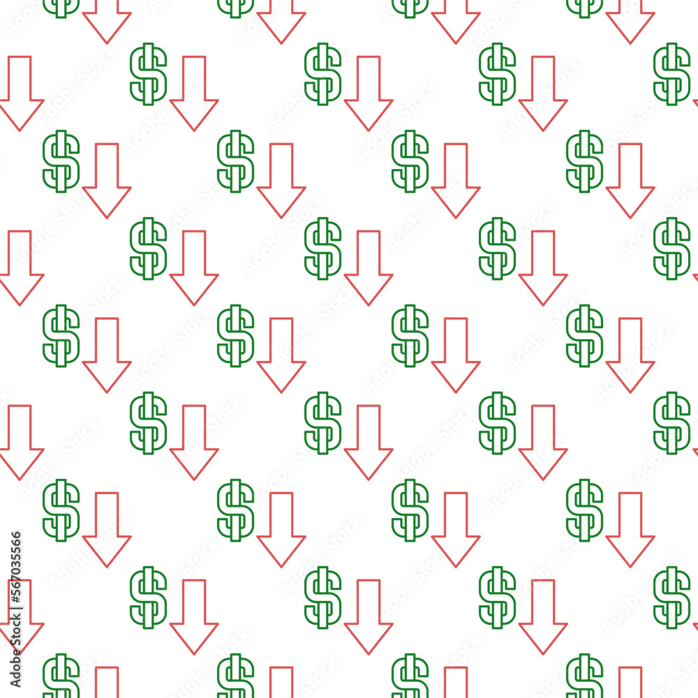Dollar Devaluation concept vector linear seamless pattern Dollar Devaluation concept vector linear seamless pattern