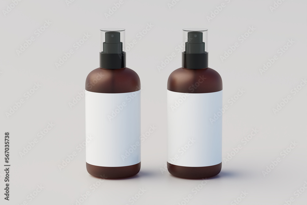 Minimal concept. Multiple Spray Bottle Mockup. 3D Illustration Minimal concept. Multiple Spray Bottle Mockup. 3D Illustration
