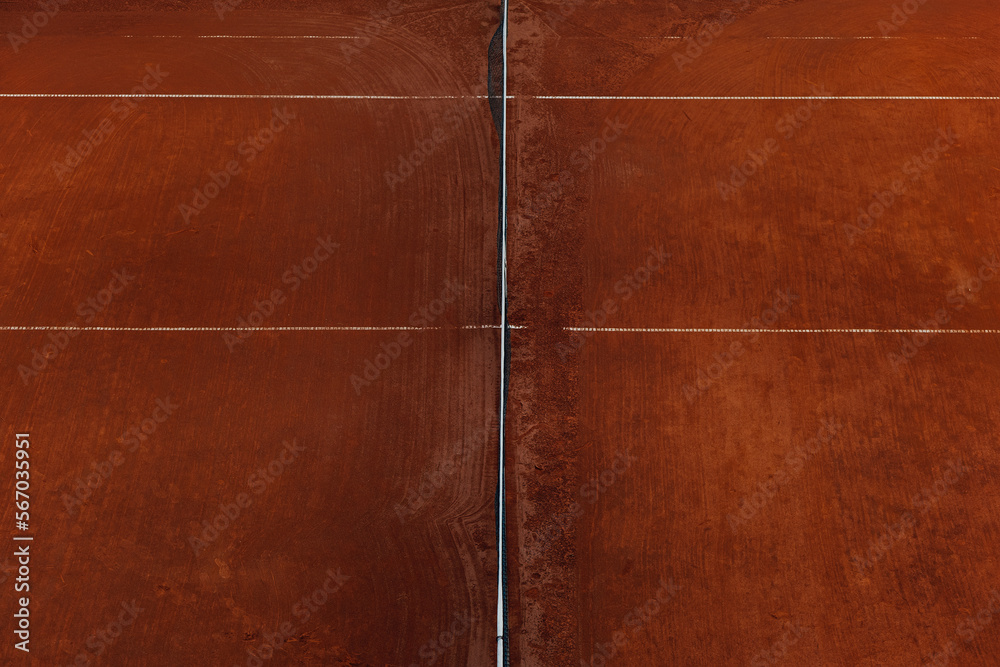 Fototapeta premium hard tennis court middle of field top view