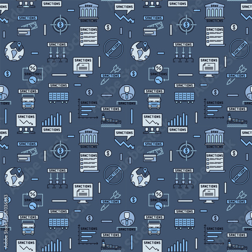 Economic Penalties seamless blue background - vector pattern