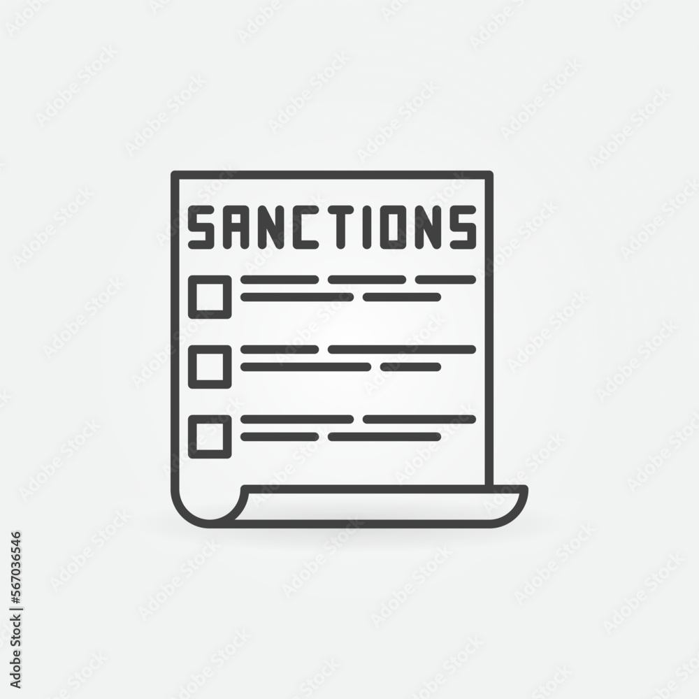 Economic Sanctions Report vector concept thin line icon or sign Economic Sanctions Report vector concept thin line icon or sign